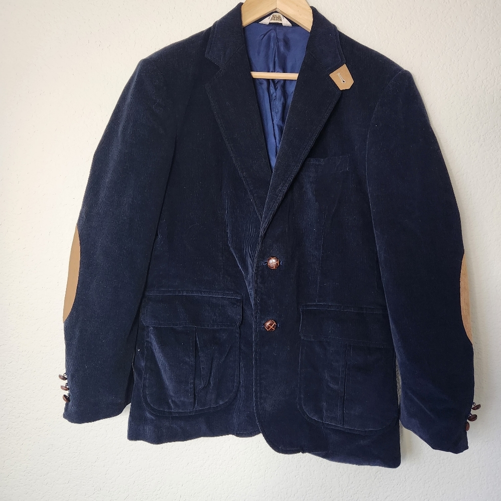 Vintage Men's Cambridge Classics Blue Corduroy Blazer Size L Made in Japan